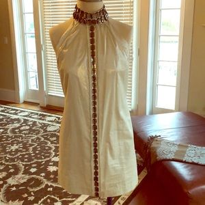Tory Burch ivory metallic dress